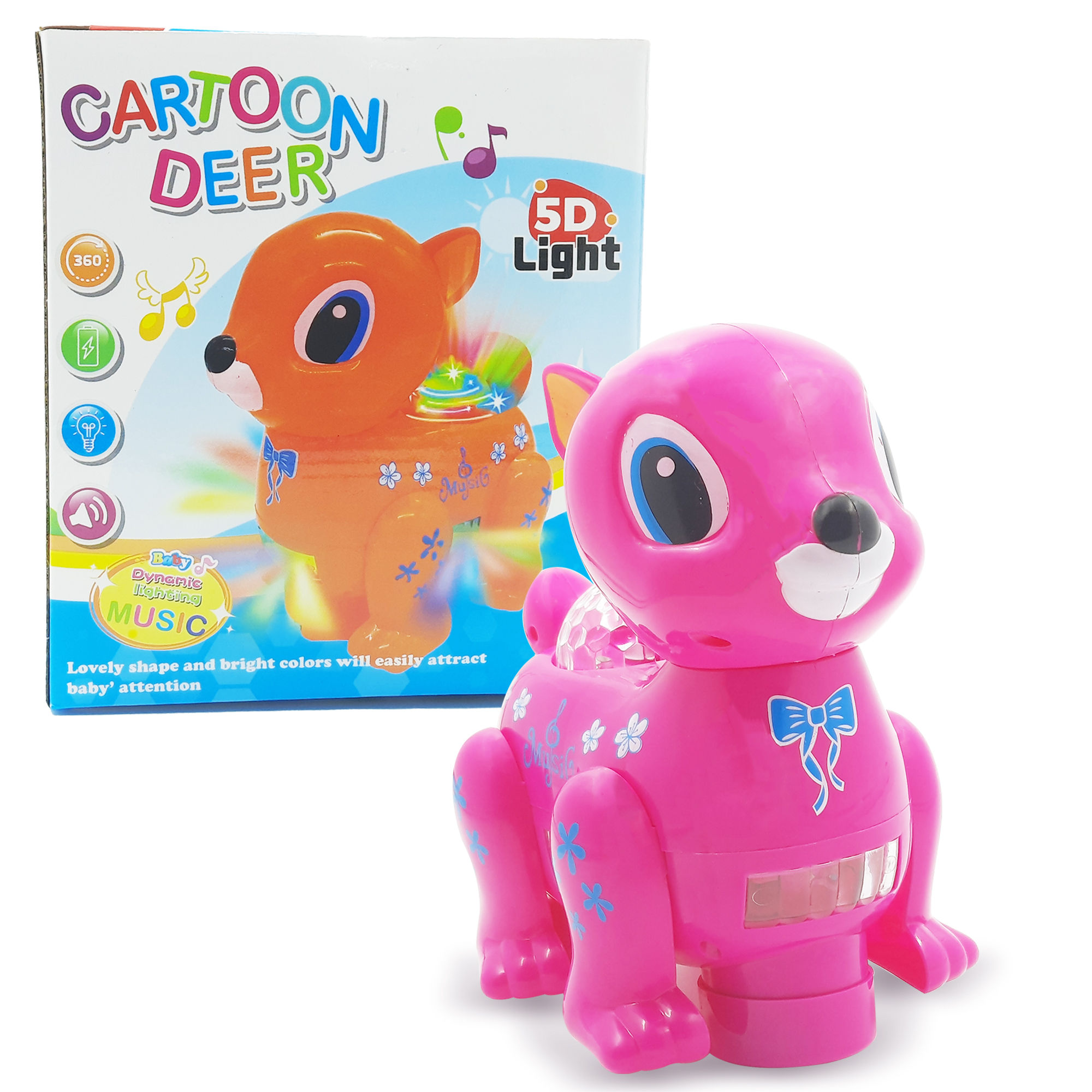 Cartoon Deer - Bump and Go Musical Toy for Kids with 5D light
