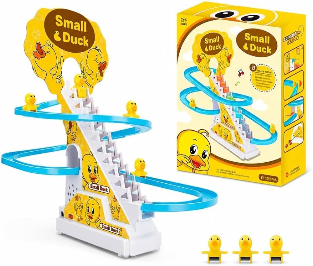 Duck Toys Track Set for Kids Climbing Stairs Dancing Duck Slide Toy