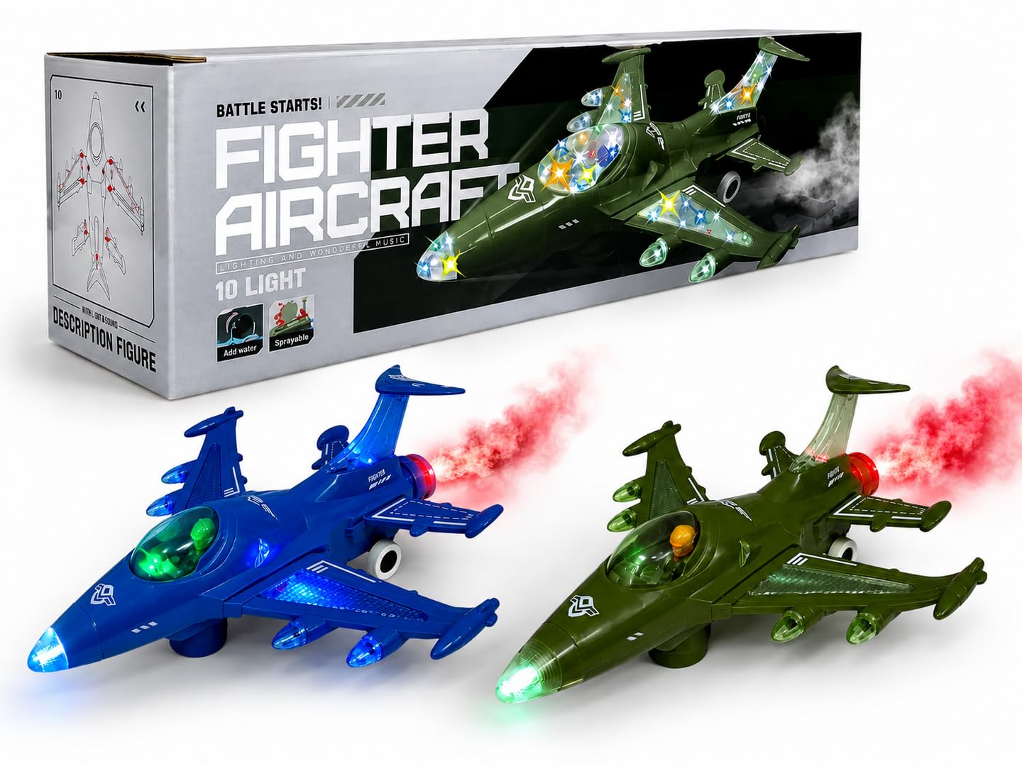 Combat fighter helicopter with smoke light sound