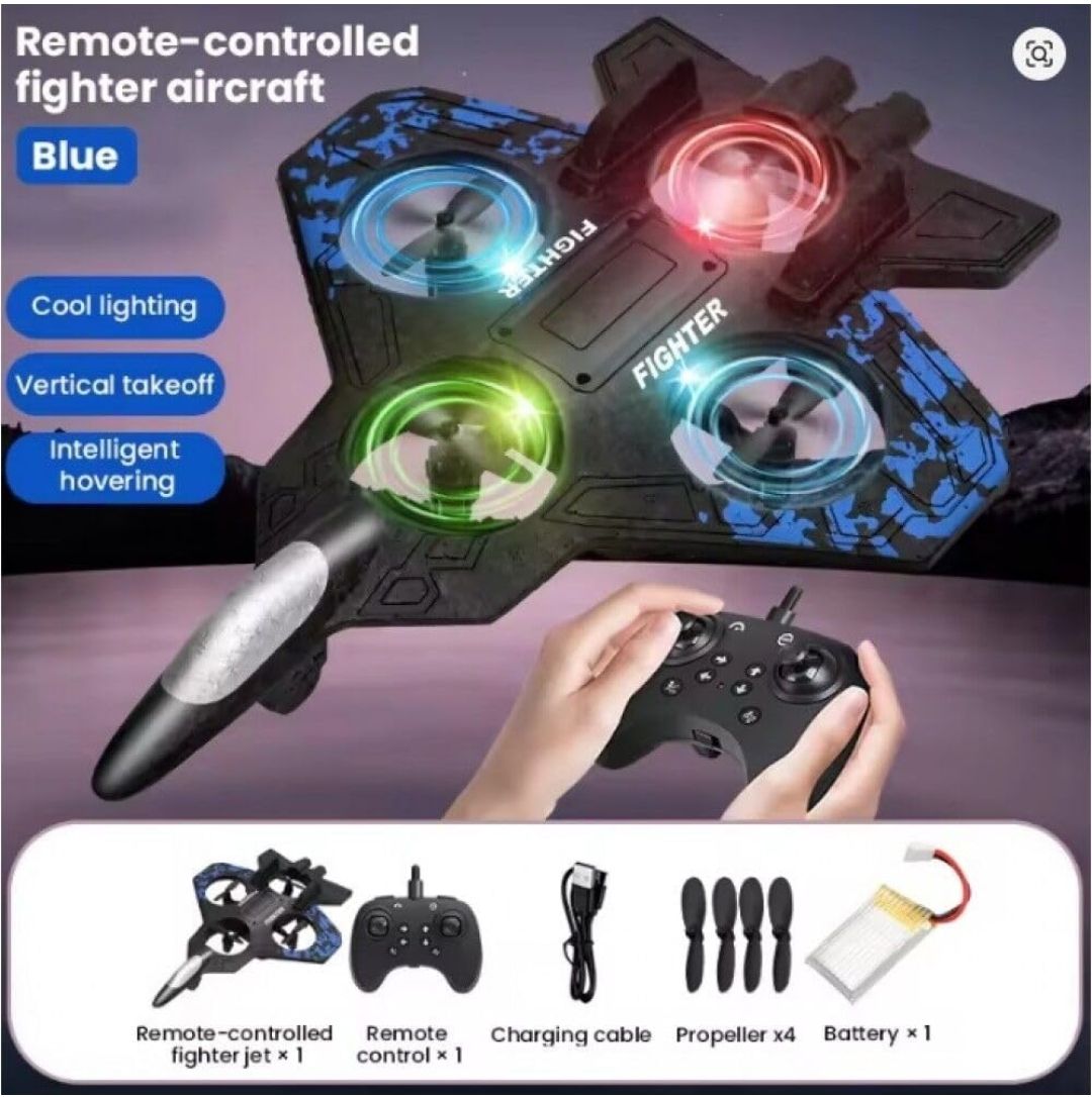 Remote Control Starfighter Toy with LED Lights, 360° Rotation, 