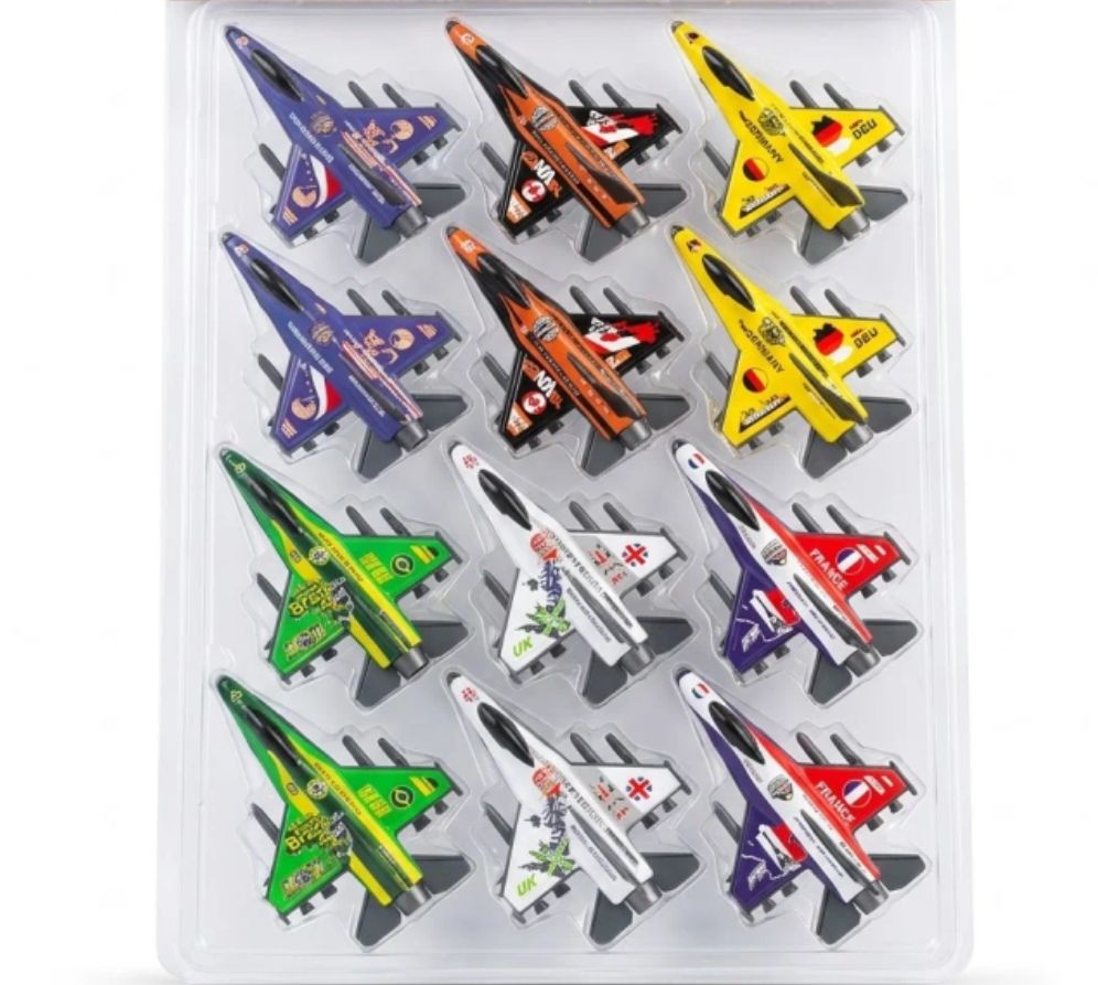 12pc Plane Die Cast Hanging Pack