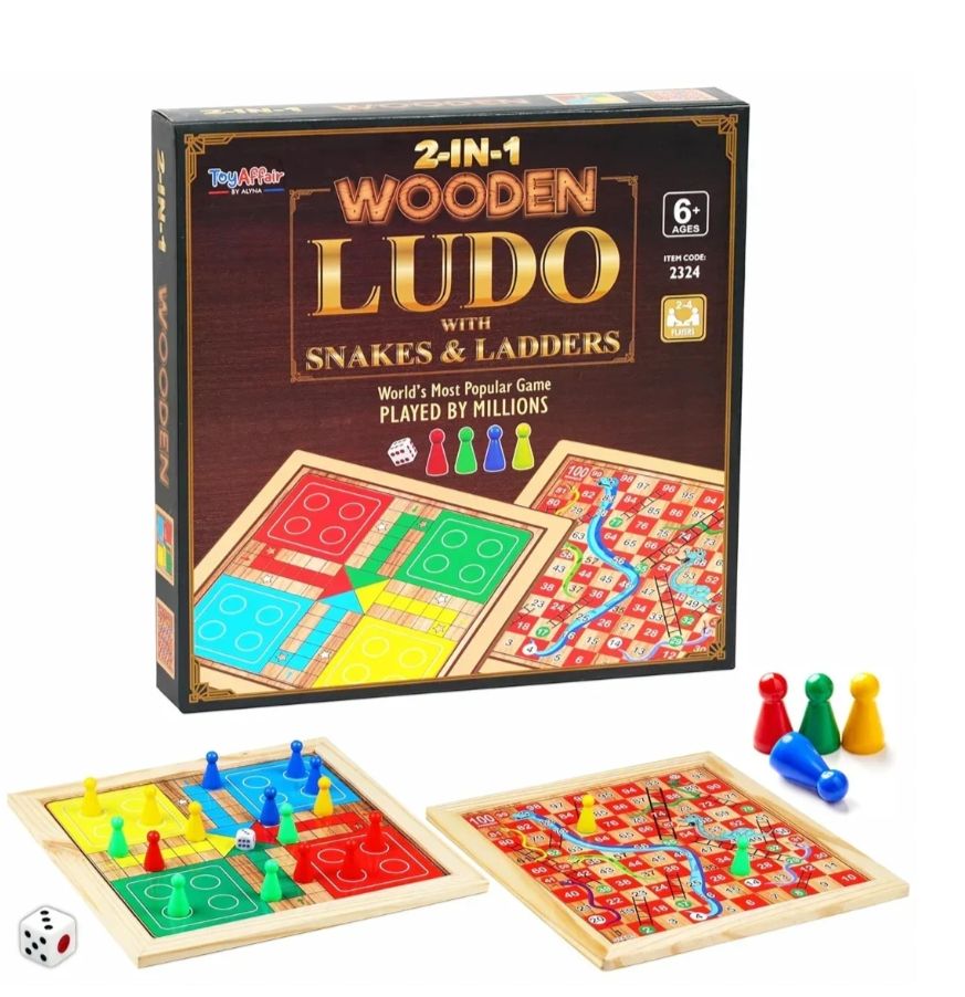2in1 Wooden Ludo + S&L