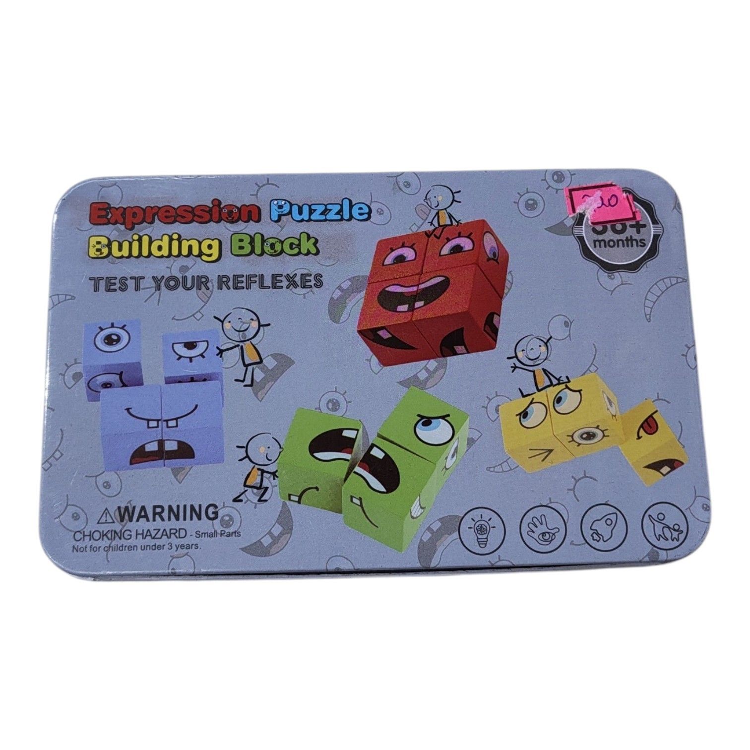 Crazy emoji puzzle metal box