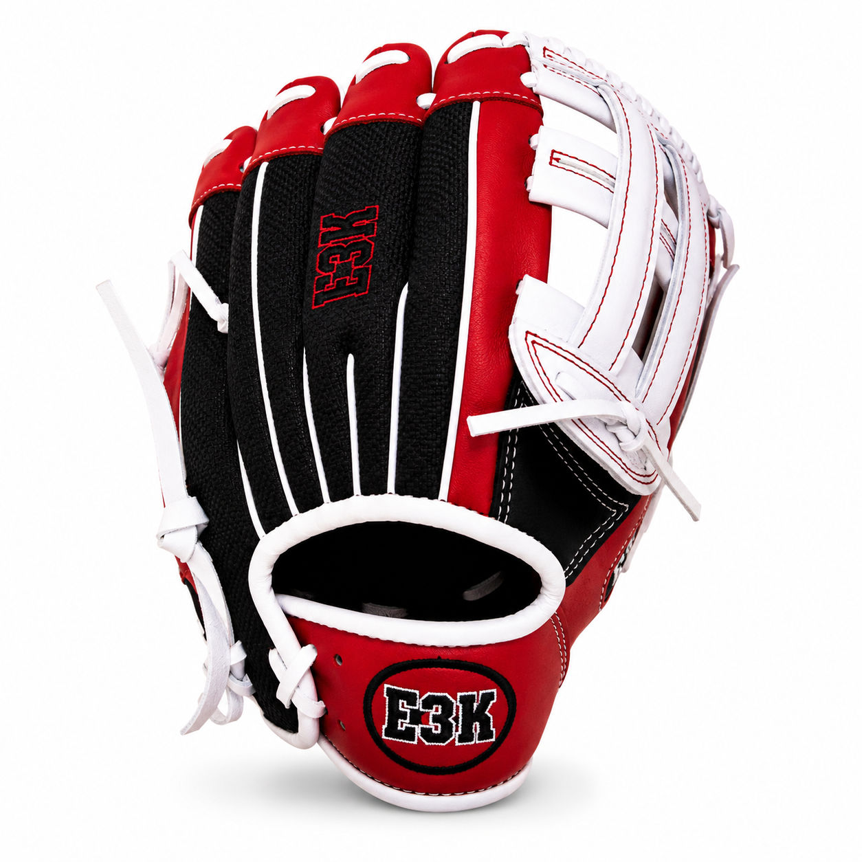 Guantes E3K infield para niños de 9 a 13 Años - Azul con rojo y blanco