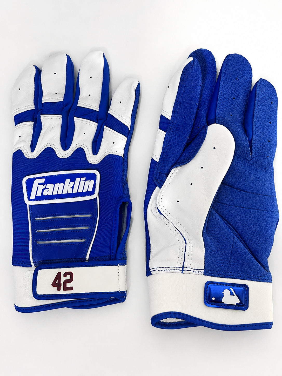 Guantillas XL Franklin CFX PRO Blanco con Azul Jackie Robinson