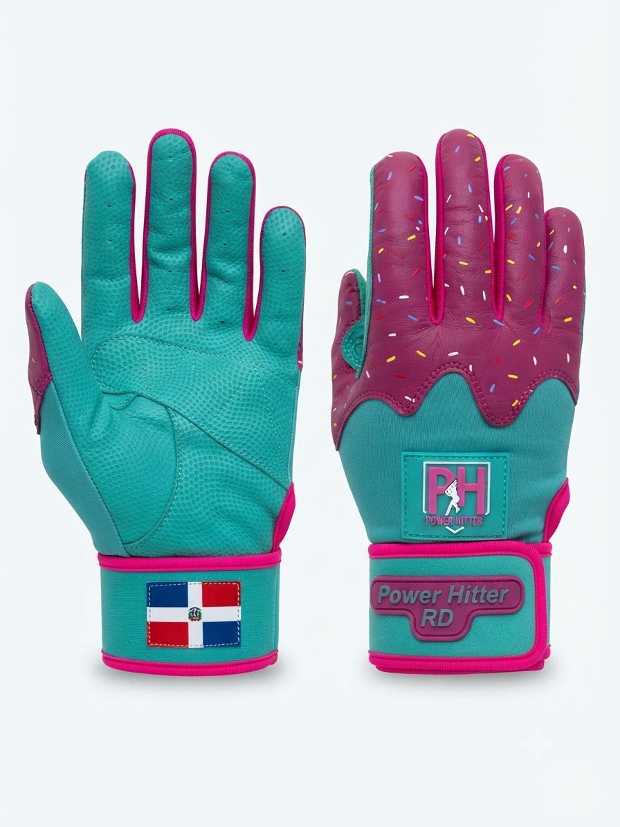 Guantillas S Powerhitter Doble Strap DONAS Rosado con Verde menta