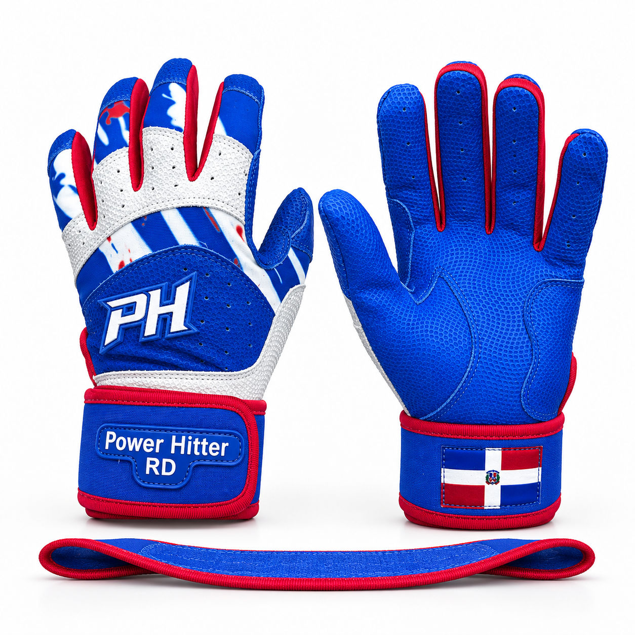 Guantillas L Powerhitter Doble Strap Azul, Rojo y blanco
