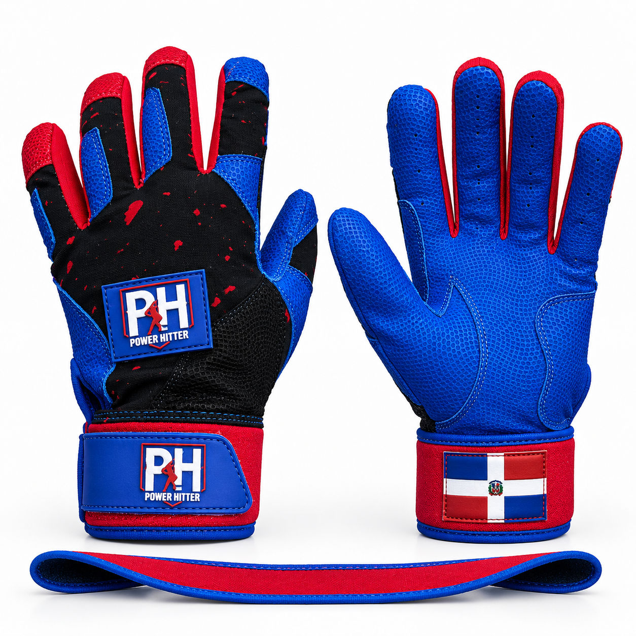 Guantillas L Powerhitter Negro, Azul y Rojo