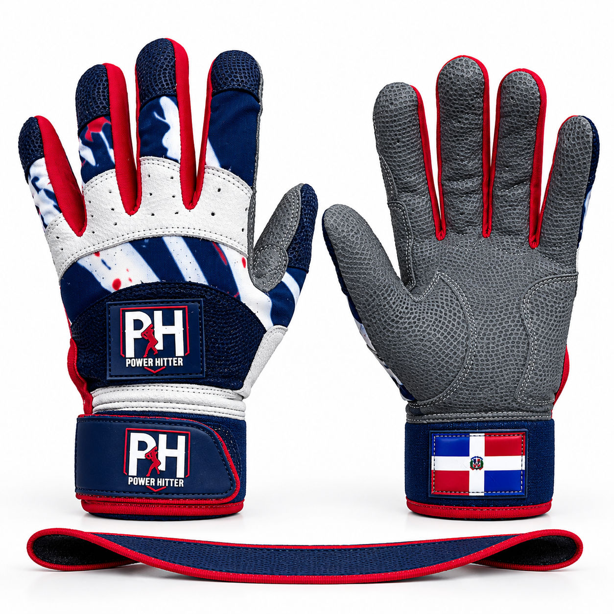 Guantillas XL Powerhitter Gris, Azul M y rojo
