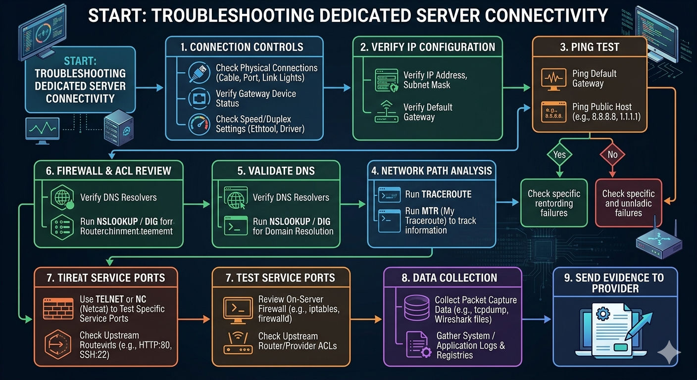 How to solve network connectivity problems on dedicated servers