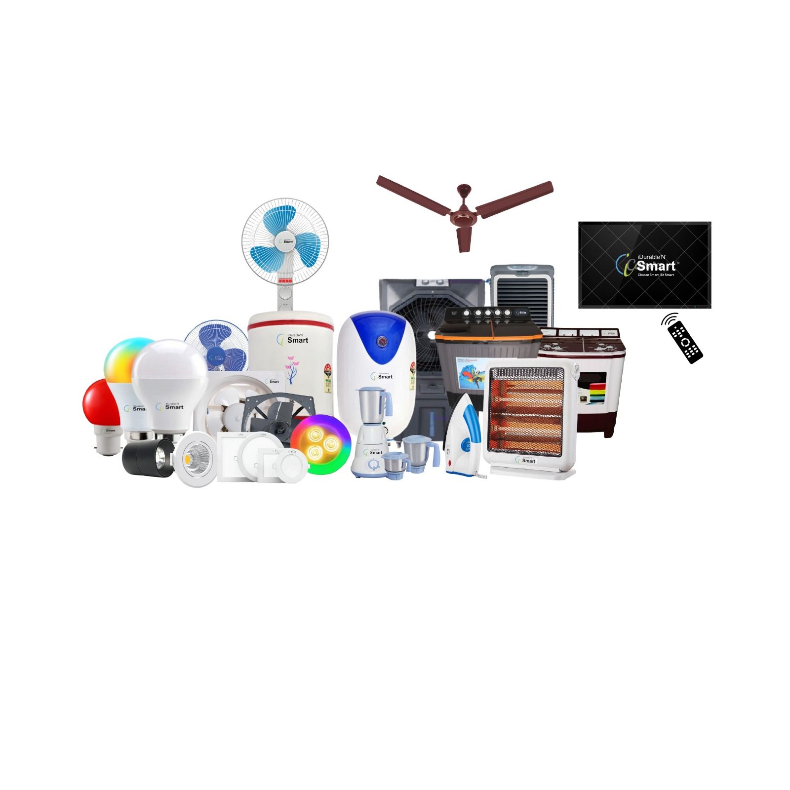 iSmart electrical products including lighting, fans, home appliances and kitchen appliances.