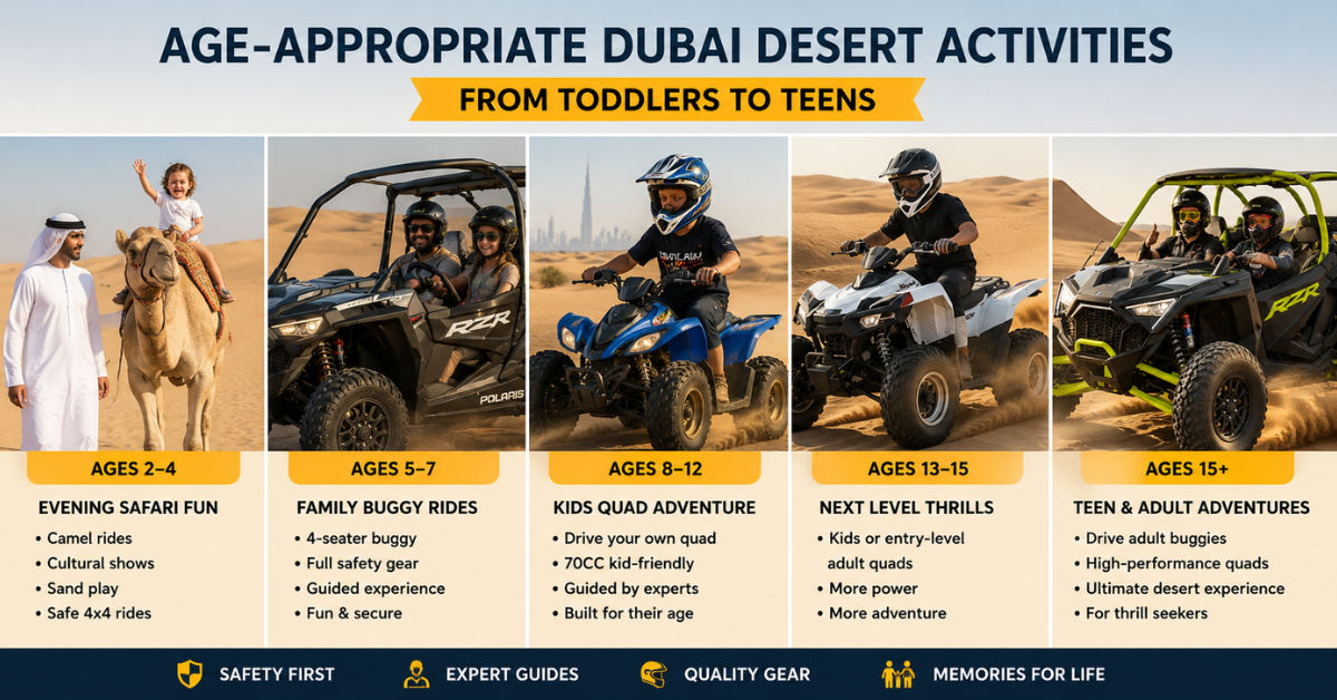 Age-appropriate Dubai desert activities from toddlers to teens