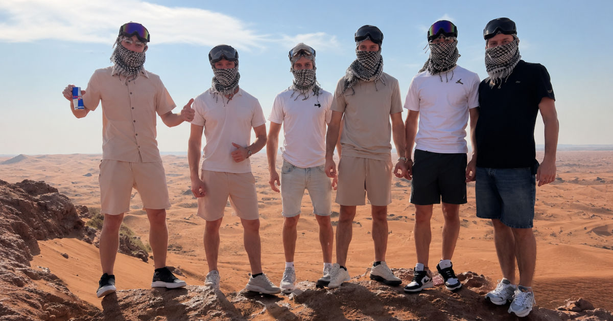 Desert adventure with friends on dunes