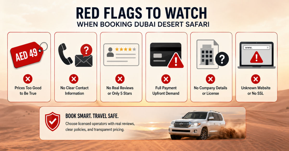 Red flags to watch when booking Dubai desert safari
