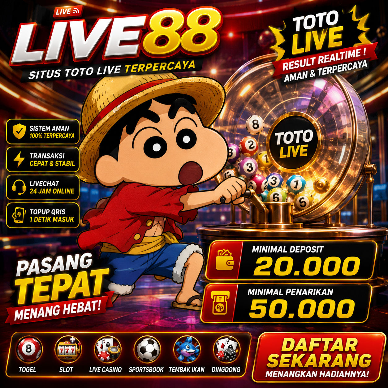 Galeri foto LIVE88 : Platform Toto Live dengan Pasaran Terbaik dan Terlengkap di Mahjong