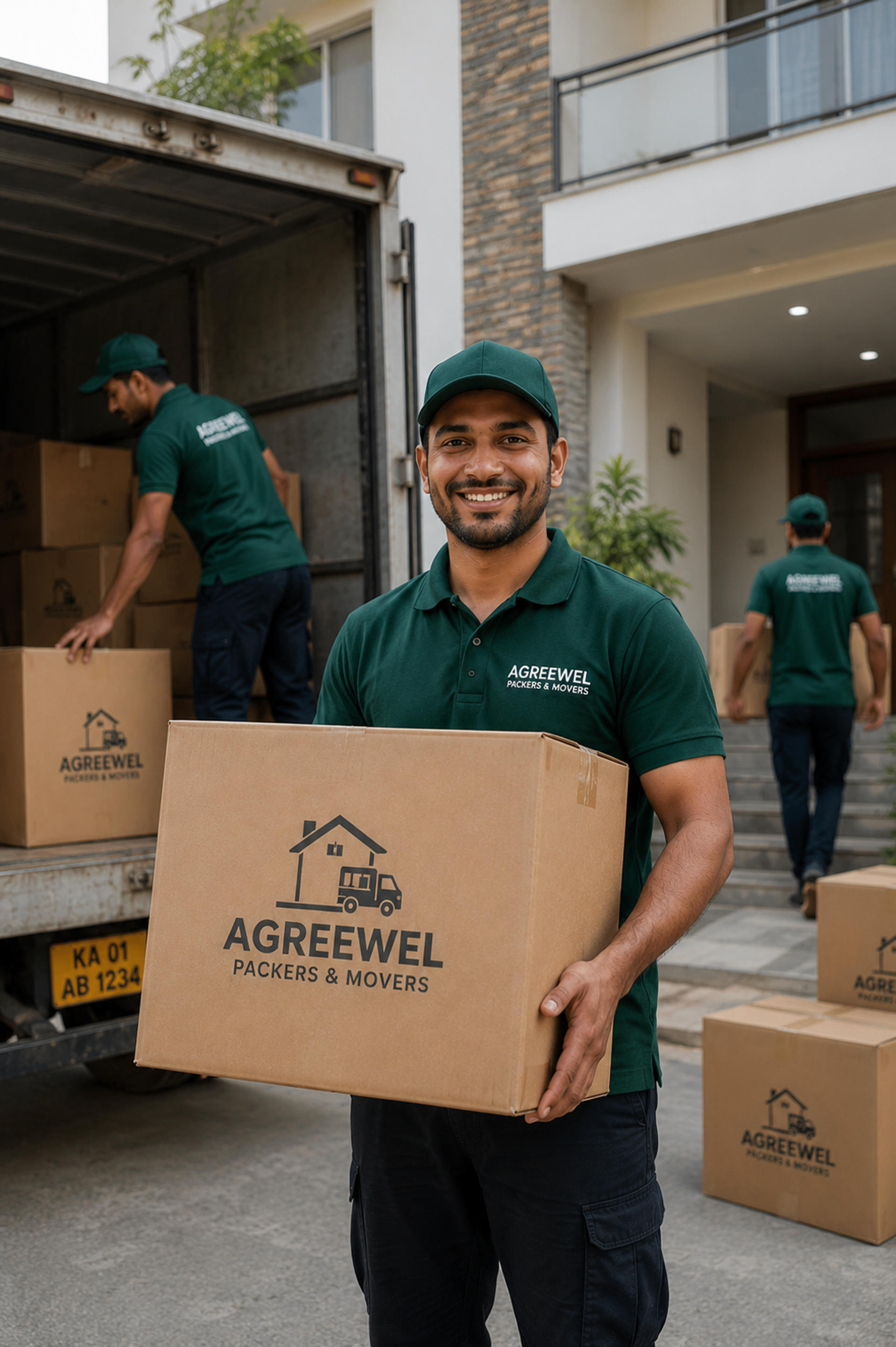 Agreewel mover carrying furniture on moving day