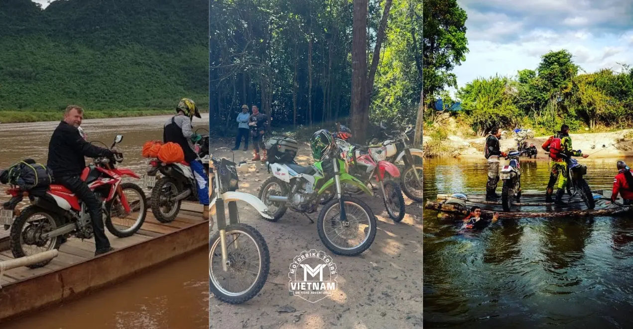 cambodia motorbike tours - riders enjoy the off-road through laos from north to south