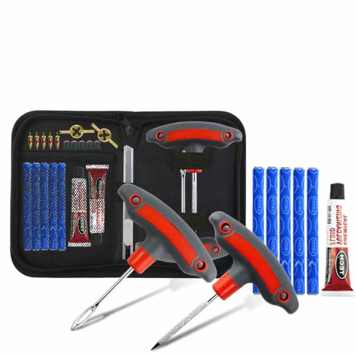 fixing a flat tyre can made easy with this easy, light and handy repair kit