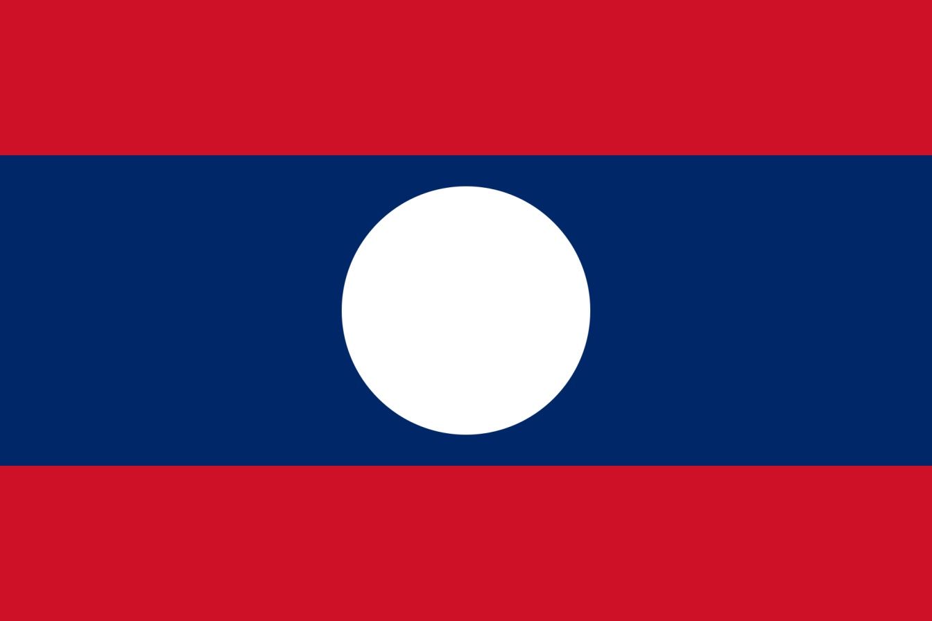 Current flag of the Lao People's Democratic Republic (1975-present)