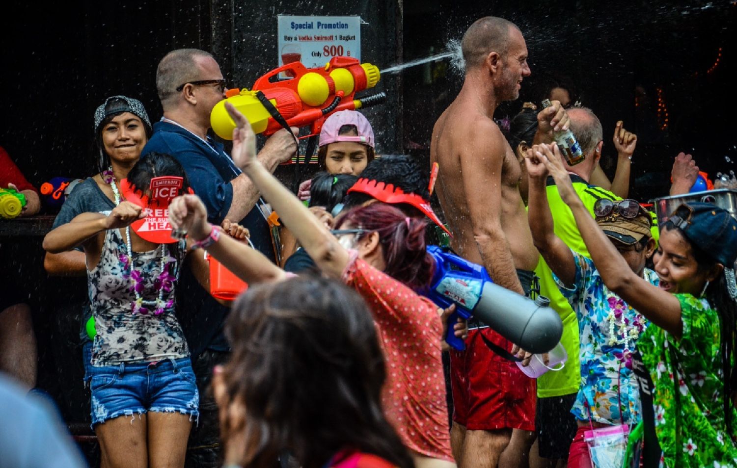 Tourists and locals join the Songkran in Bangkok