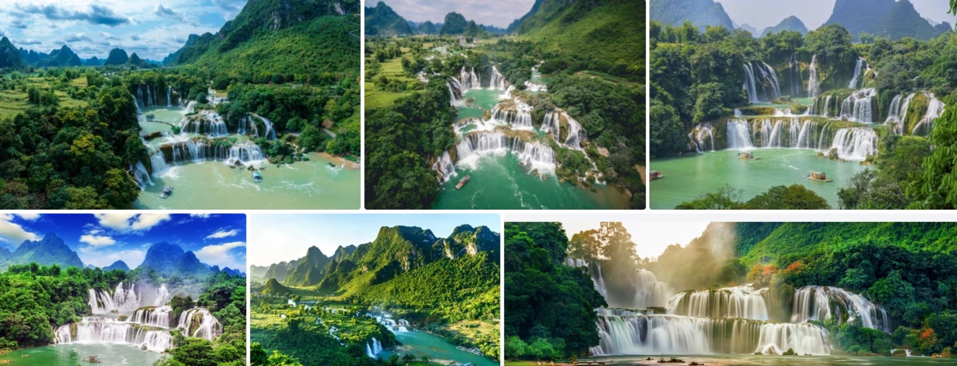 Ban gioc waterfall - Detian waterfall from drone in Caobang, Vietnam