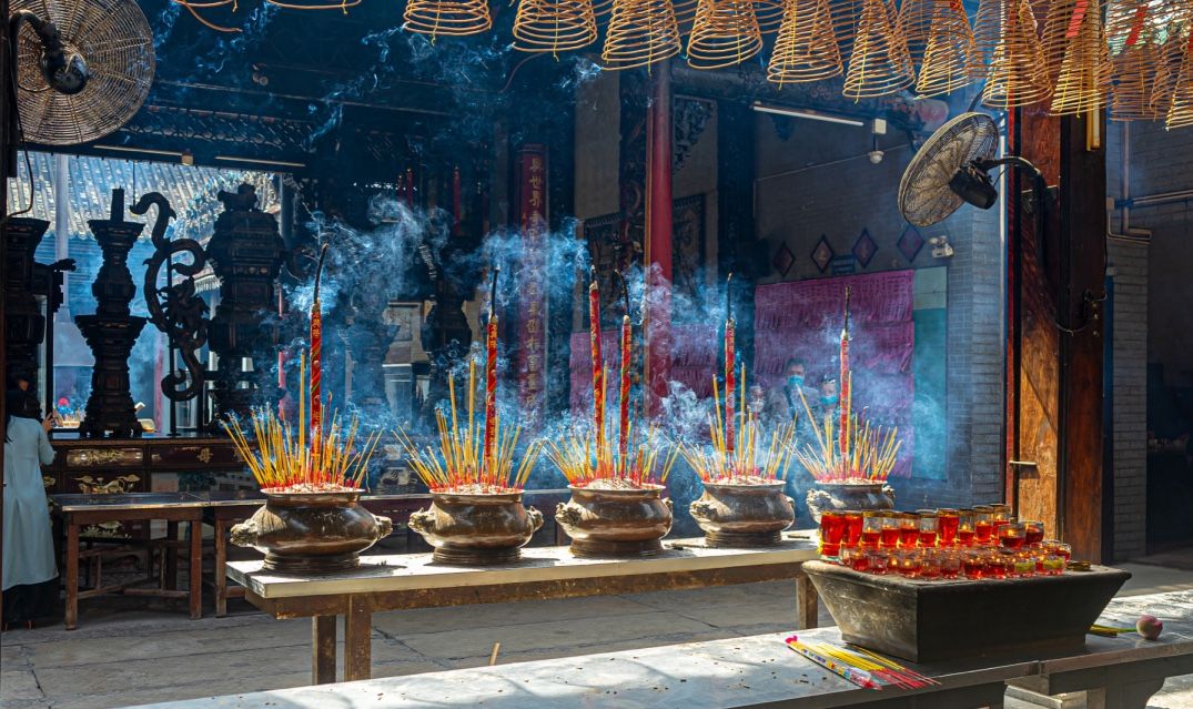 Buddhist religion in Vietnam - inside a temple in ho chi minh city