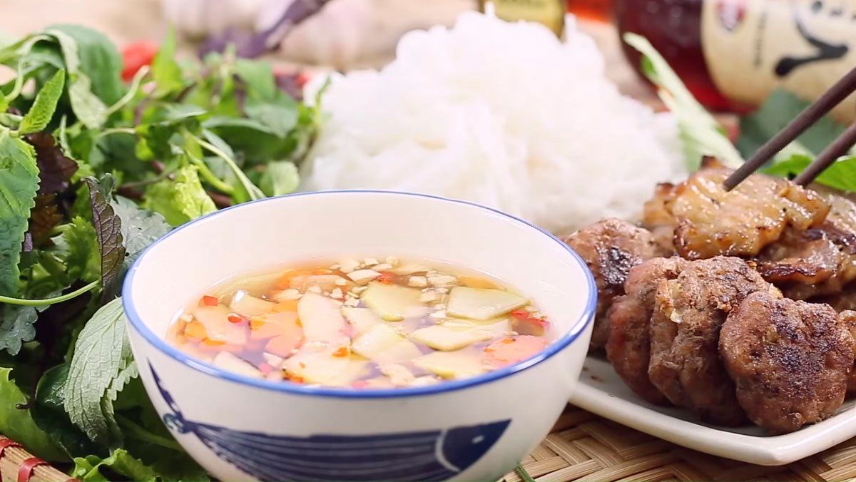bun cha is a famous street food from Hanoi