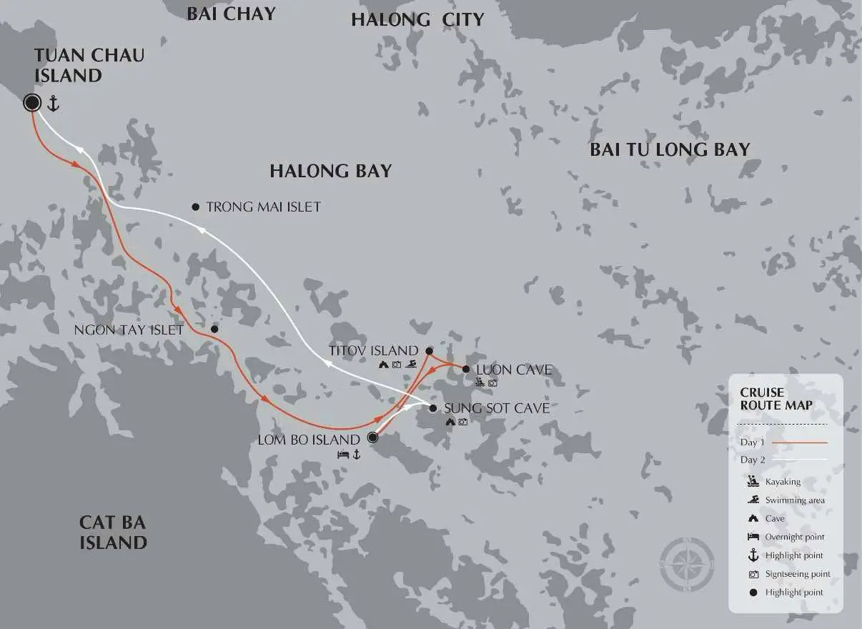 cruise route itinerary - Halong Bay cruise