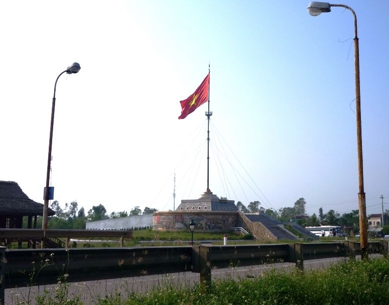 Hien Luong flagpole - Hien Luong vietnam flag stands at a height of 38 metres on the northern bank of the Ben Hai River in the central province of Quang Tri.