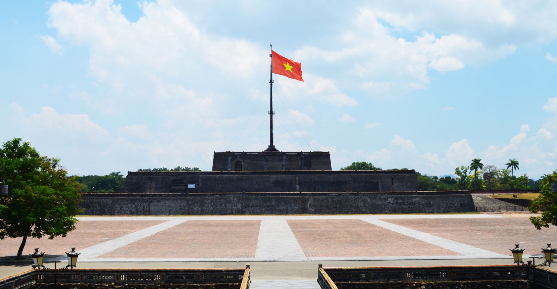 Located in front of the former Hue Imperial Citadel, the flag tower is part of the Hue monument complex. At 17.5 metres, tall the tower consists of three flat-top pyramids and also features a flag pole which is 40 metres high. vietnam flag - vietnam flagpole