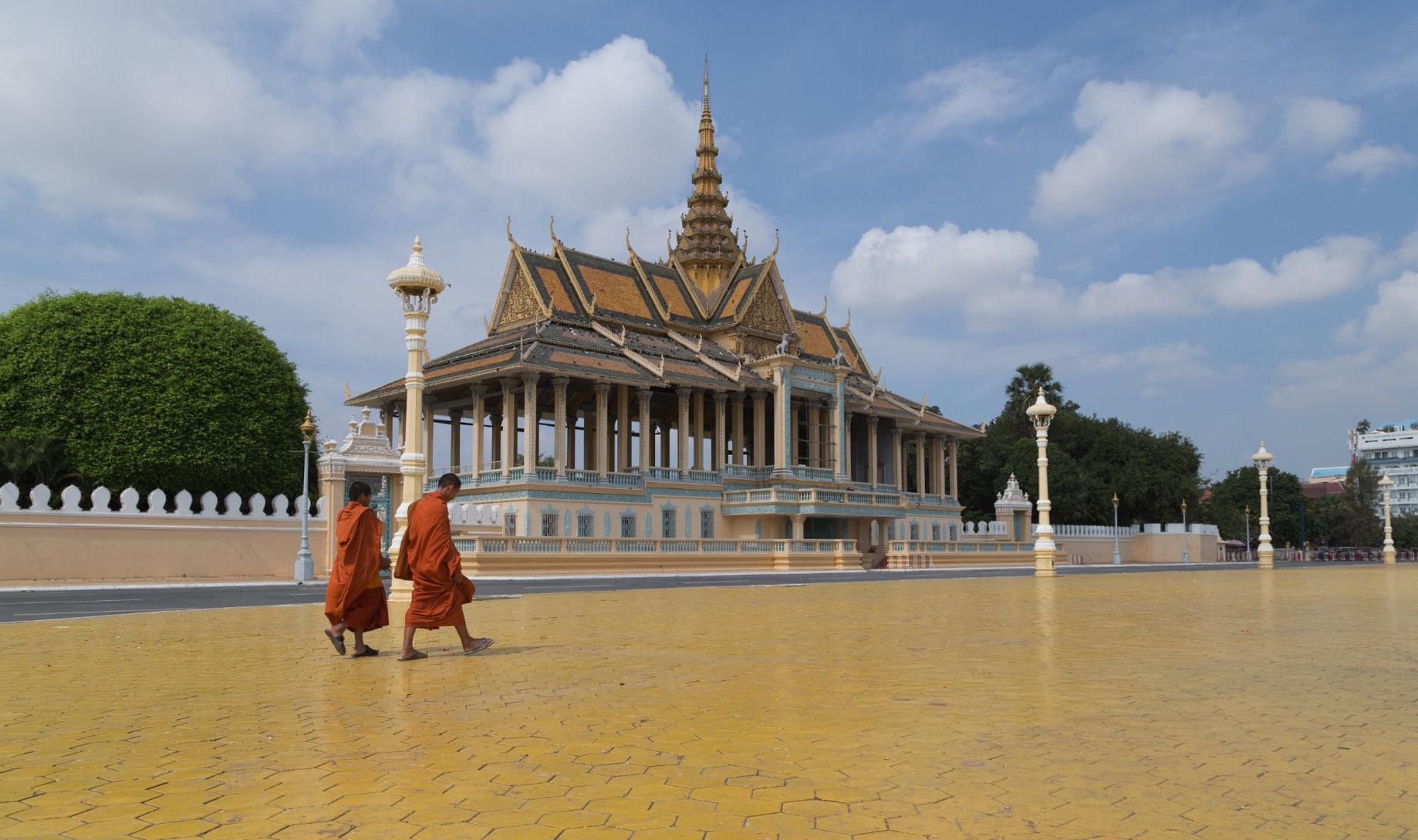 monks visiting temple