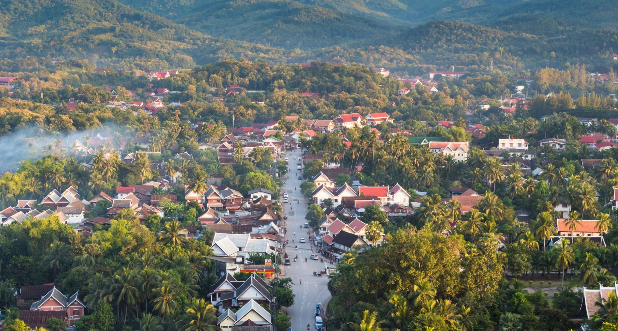 Viewpoint and landscape at luang prabang , laos from Phu Si