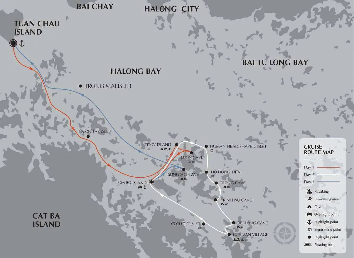 the routes - cruise in Halong Bay 