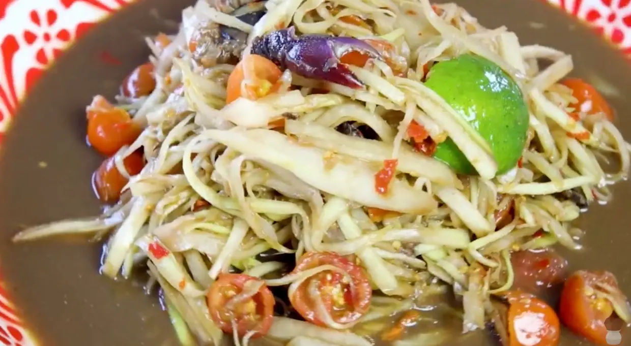 tam max hoang is a papaya salad famous food in laos and also in thailand