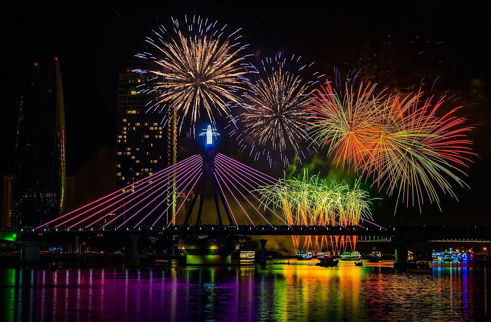 The Danang skyline is ablaze in colour for five weekends during June and July months