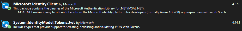 Microsoft Identity Client Nuget