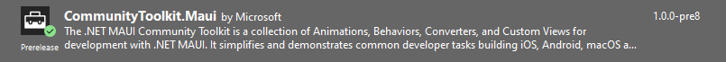 MAUI CommunityToolkit NuGet package
