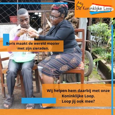 We willen jullie graag voorstellen aan Boris uit Kameroen. Hij maakt hele mooie sieraden en zijn dro