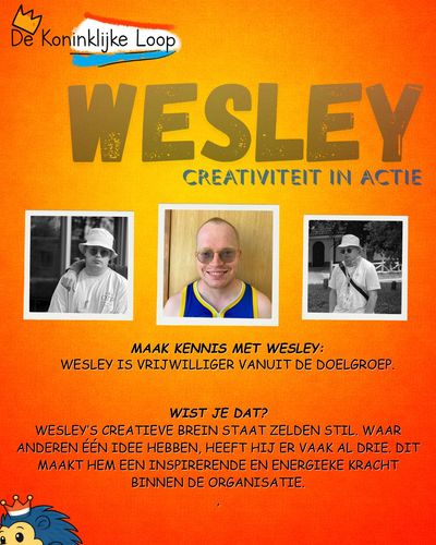 Vandaag zetten we Wesley in het zonnetje.
Als vrijwilliger vanuit de doelgroep levert hij een waarde