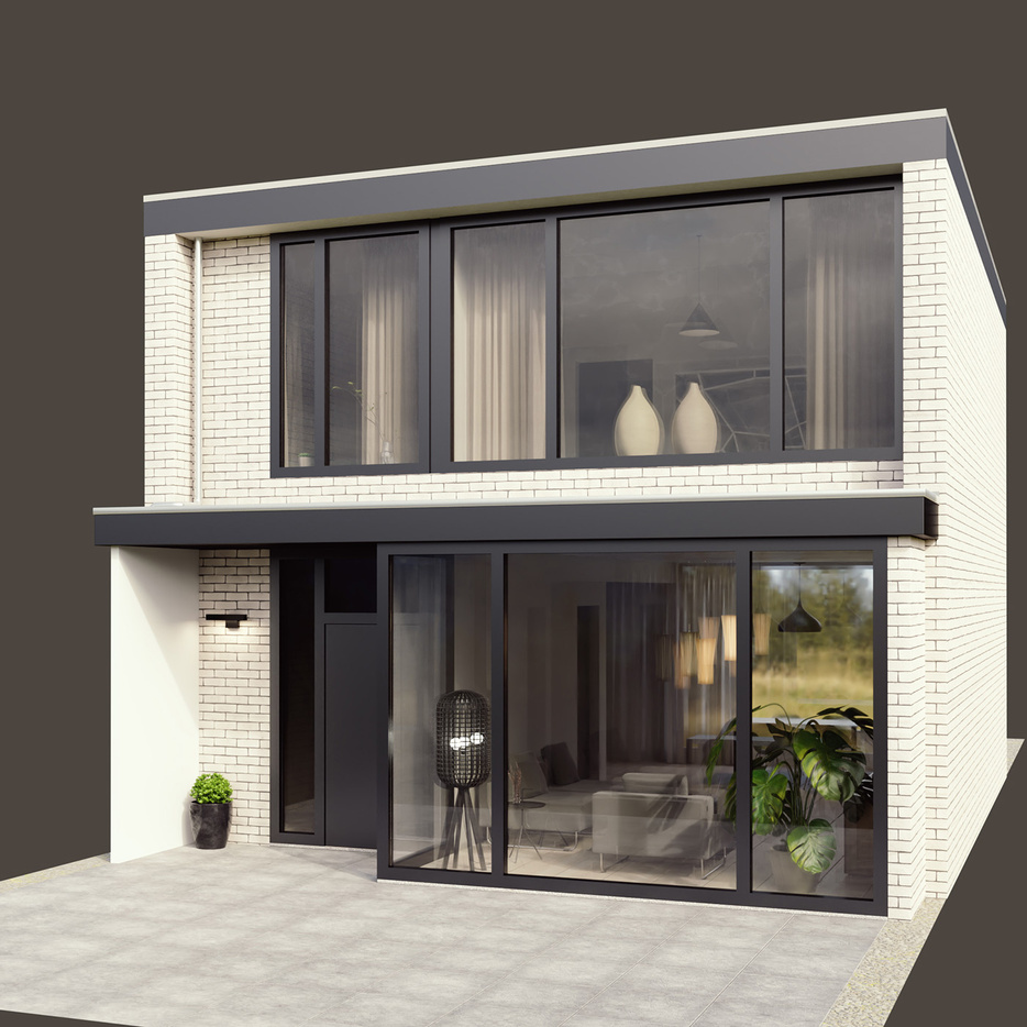 Woning Nieuwe voor- en achtergevel in Blender 3D, afb.6