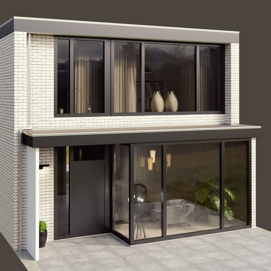 Woning Nieuwe voor- en achtergevel in Blender 3D, afb.7