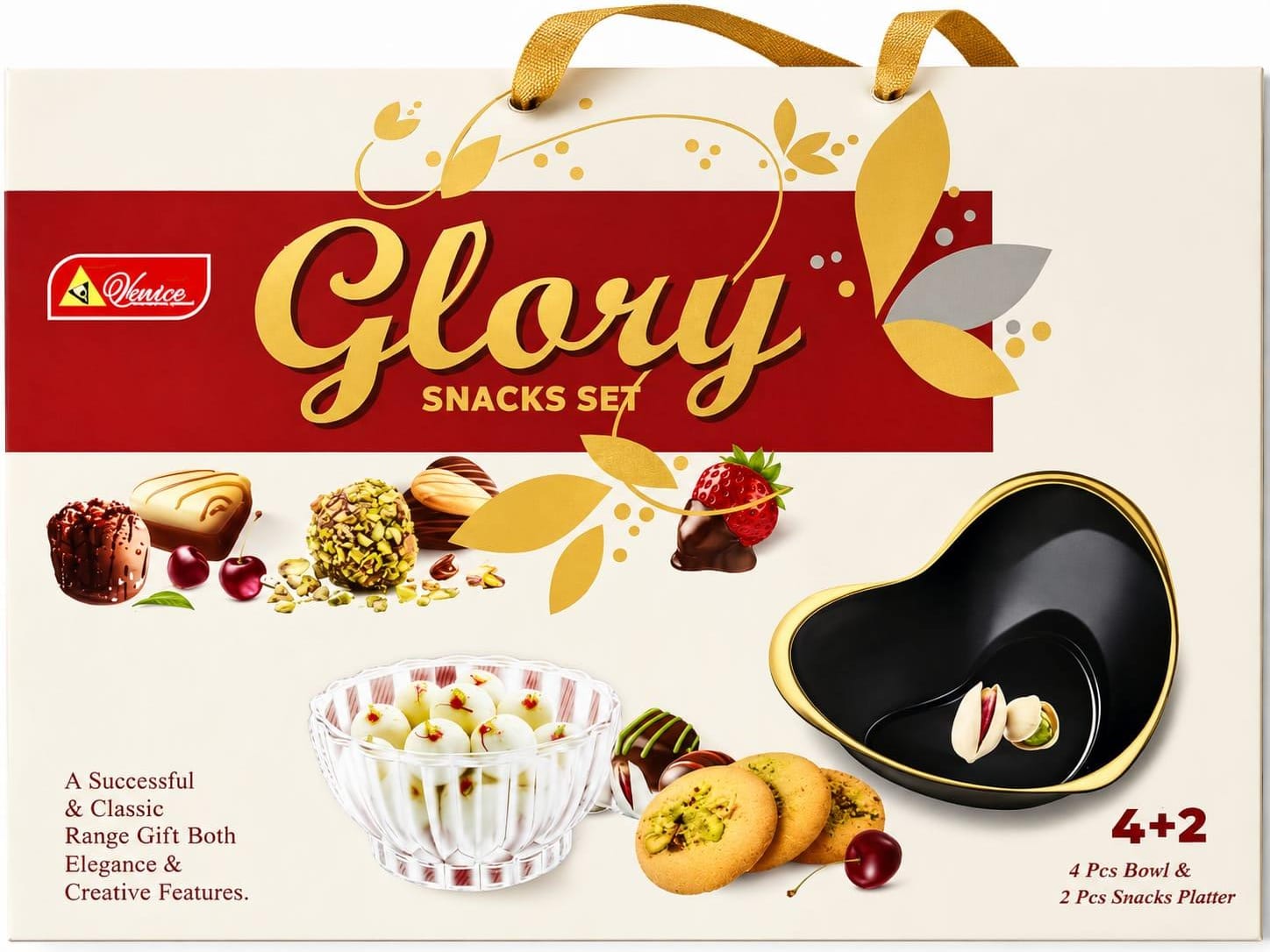 Glory Snacks Set 4 pcs bowl and 2 pcs Snacks Platter 4+2