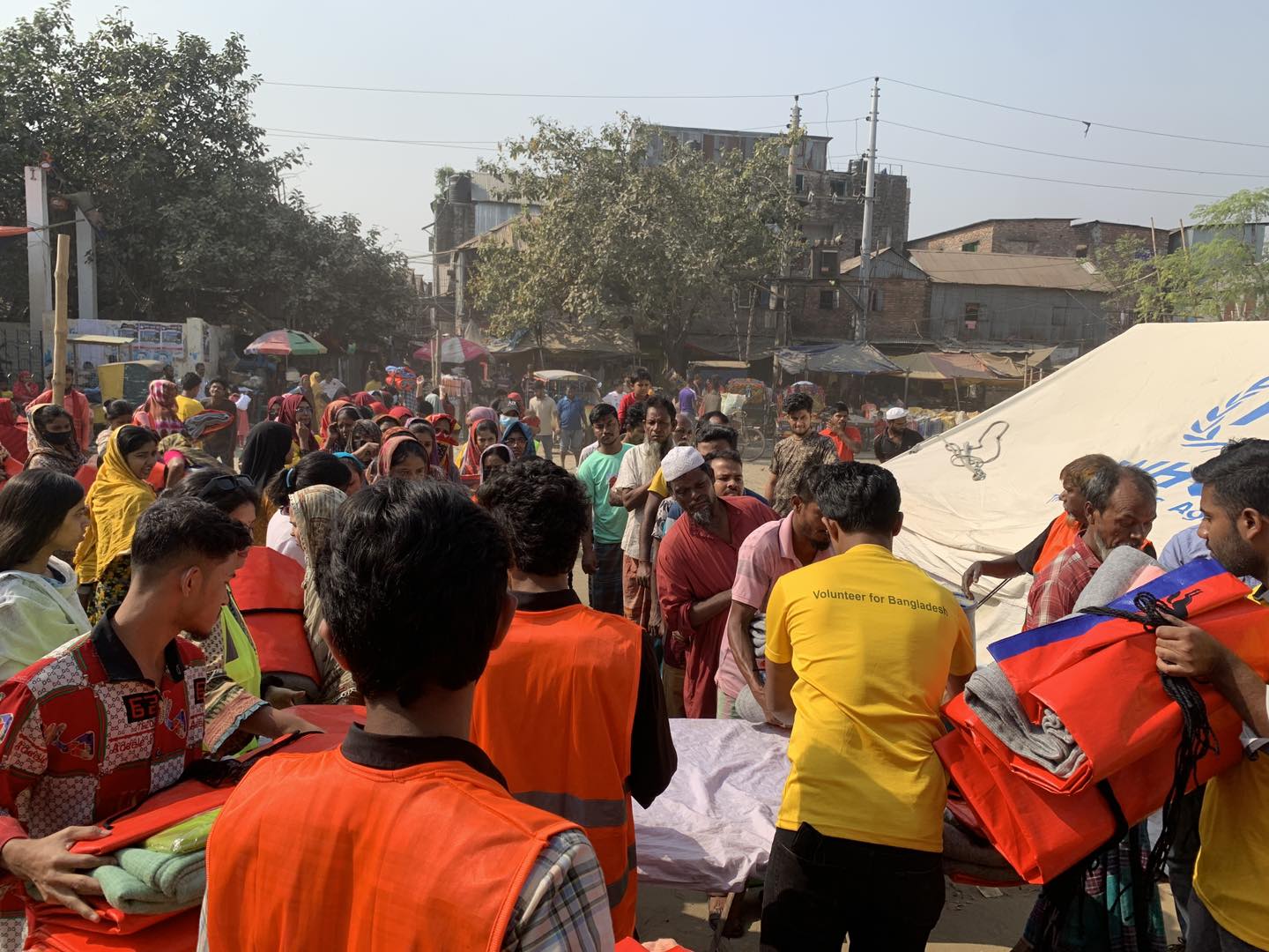 Blanket distribution to Korail residents