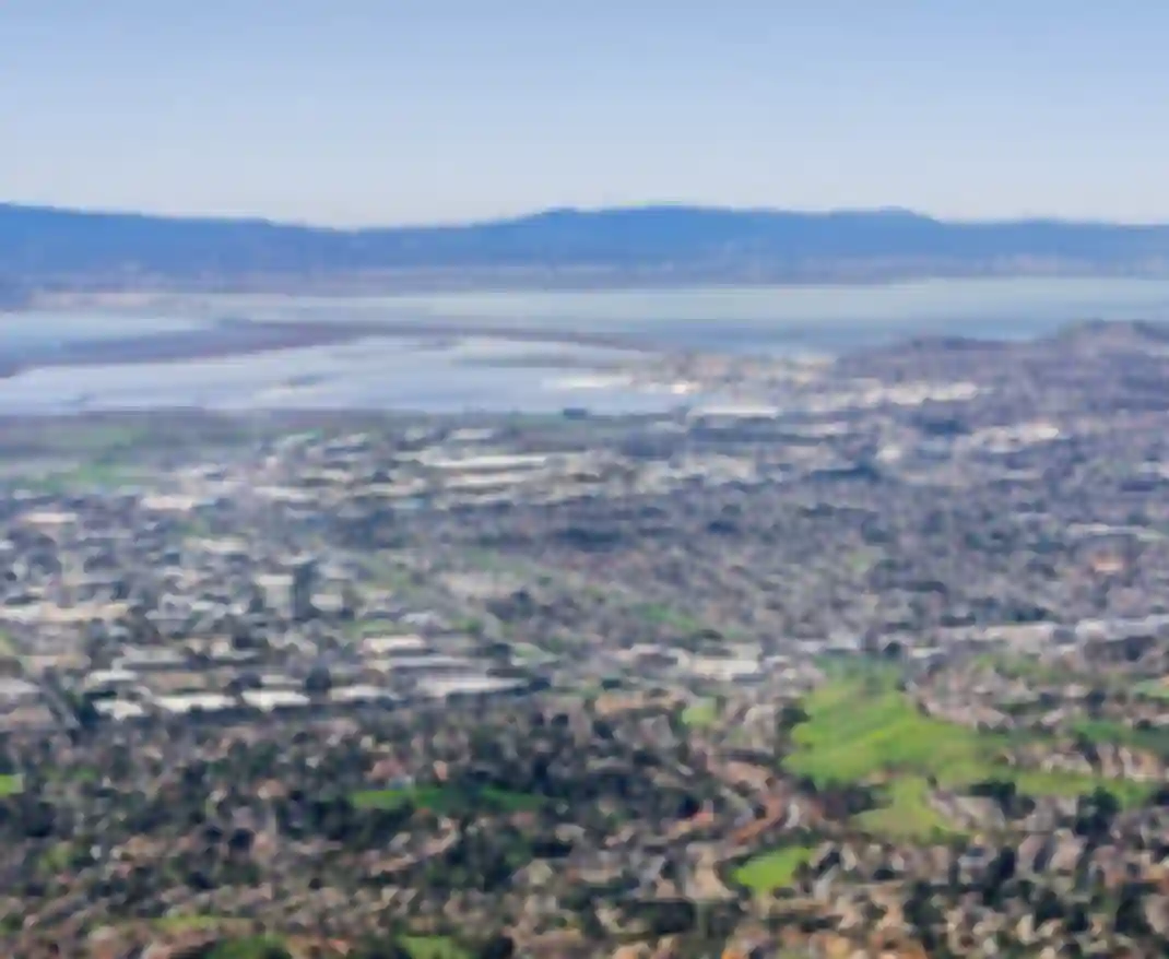 Aerial view of Fremont and Newark