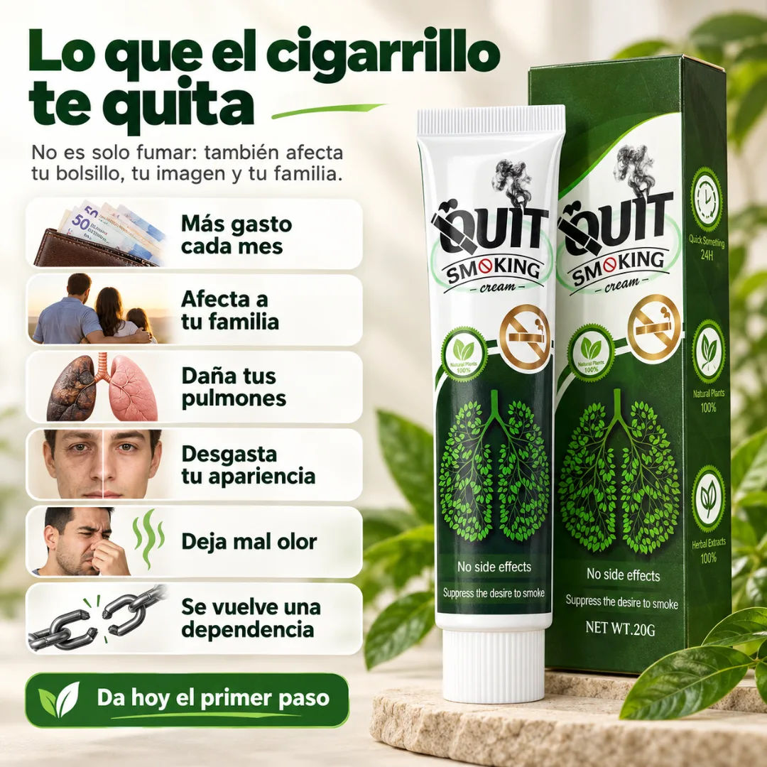 Crema Para Dejar de Fumar, en la mano, lista para usar