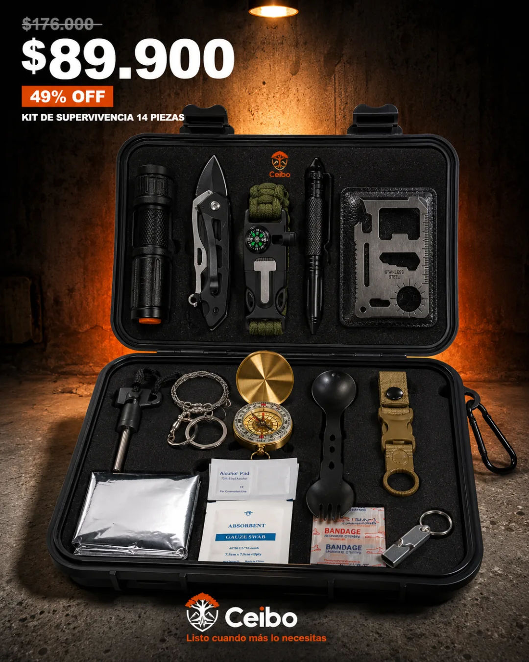 Kit de supervivencia 14 piezas Ceibo