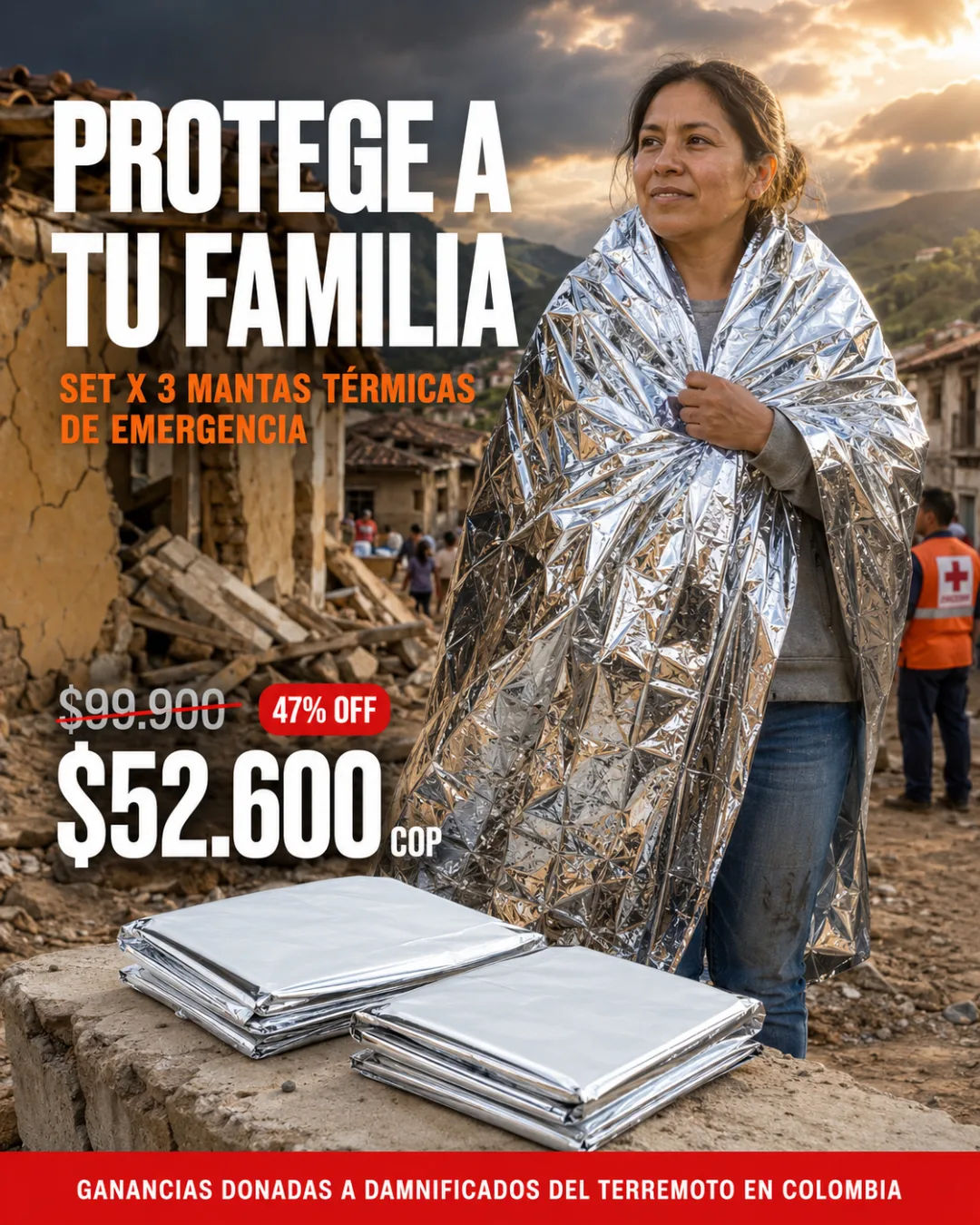 Set x3 Mantas Térmicas de Emergencia — Protege a tu familia