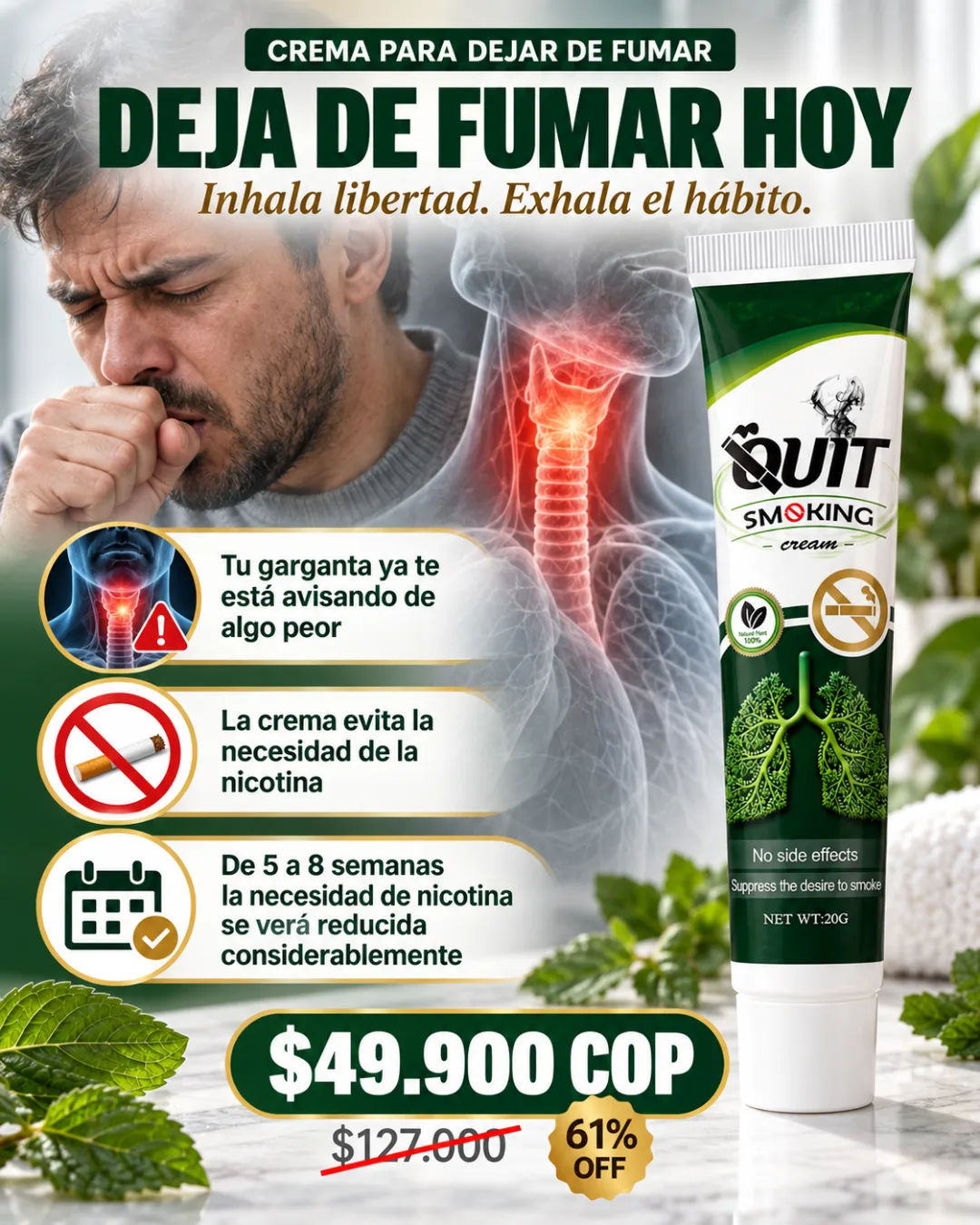 Crema Para Dejar de Fumar, vista principal