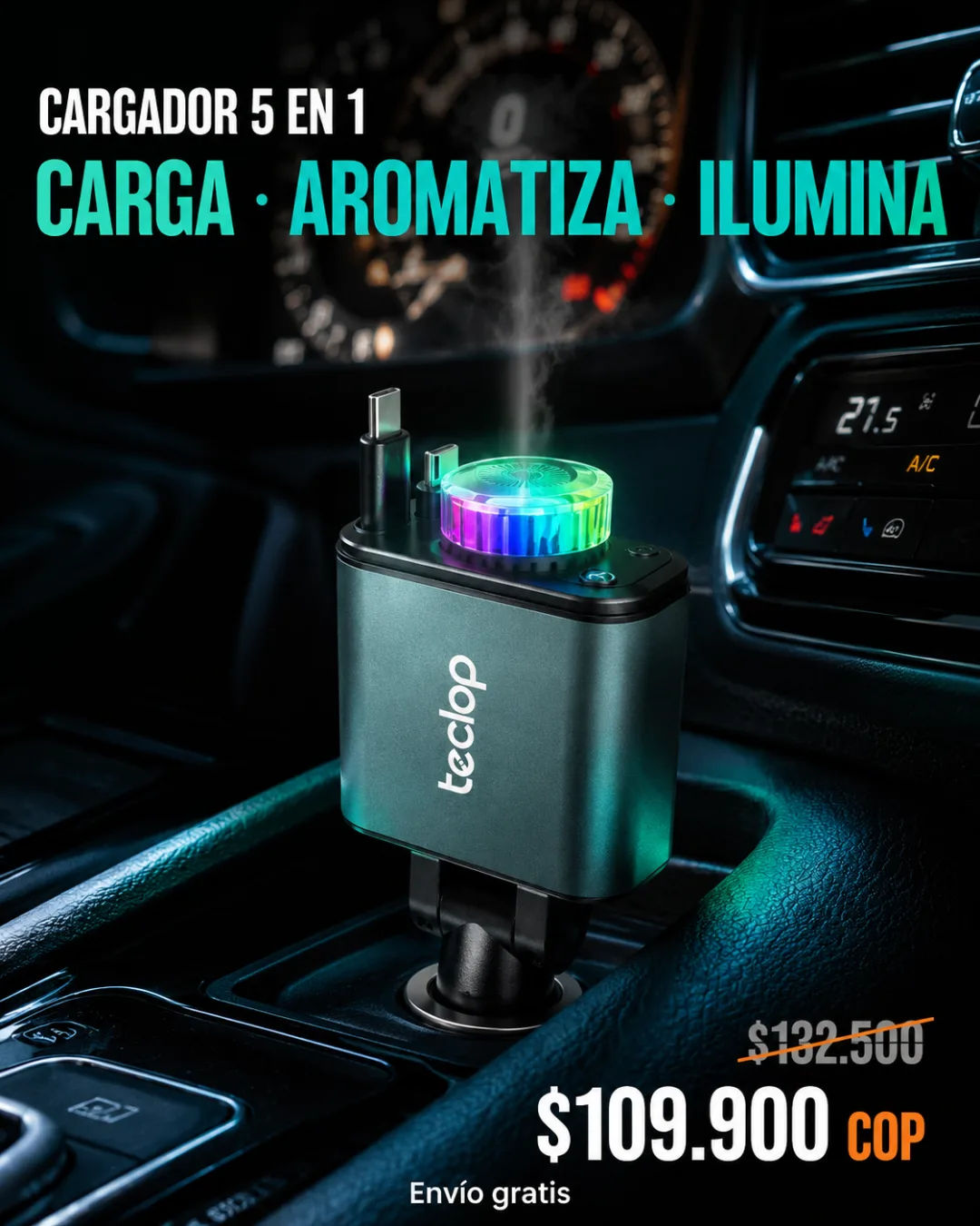 Cargador 5 En 1 — carga todos tus dispositivos en el carro